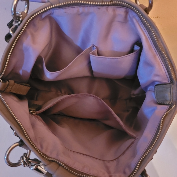 Luxury handbag, taupelavender exterior silky lavender interior. USED 2X ONLY - Picture 2 of 4